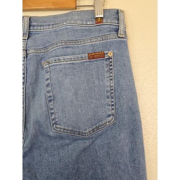 7 For All Mankind The Ankle Skinny Jean Womens Size 32 Raw Hem Slit Medium Wash - Picture 9 of 12